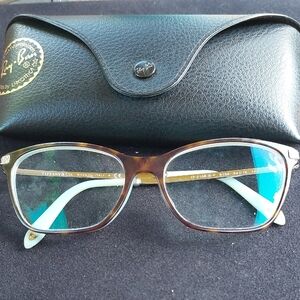 Tiffany & Co. Brown Tortoiseshell Glasses with Light Blue Temples